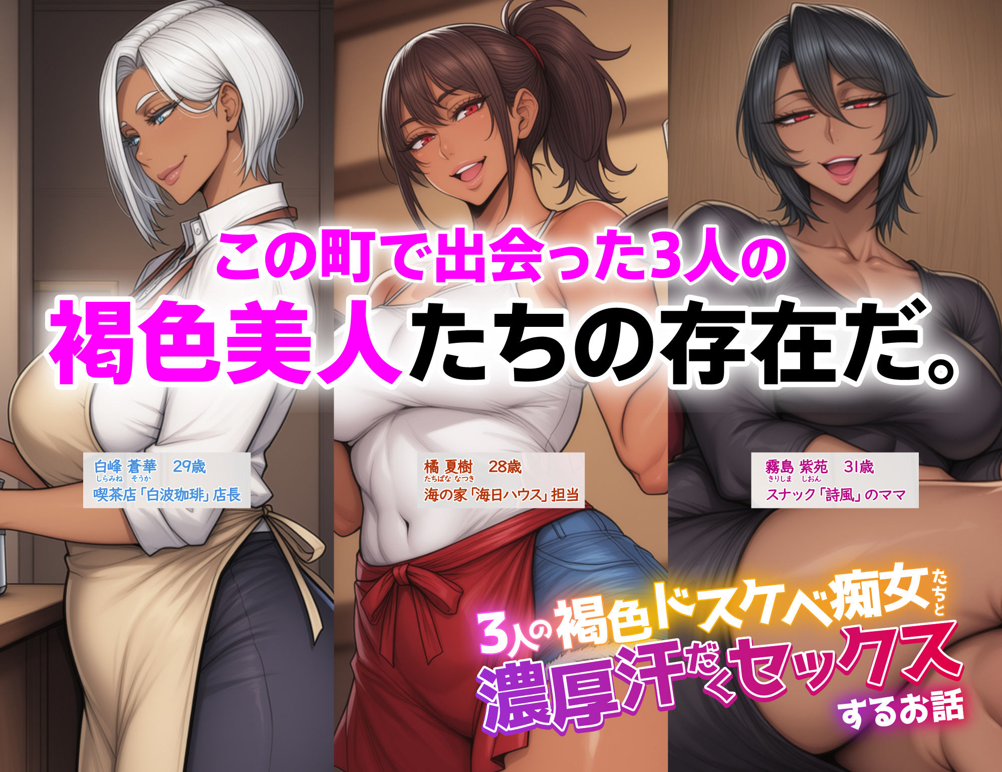 3人の褐色ドスケベ痴女たちと濃厚汗だくセックスするお話 d_787294 画像2